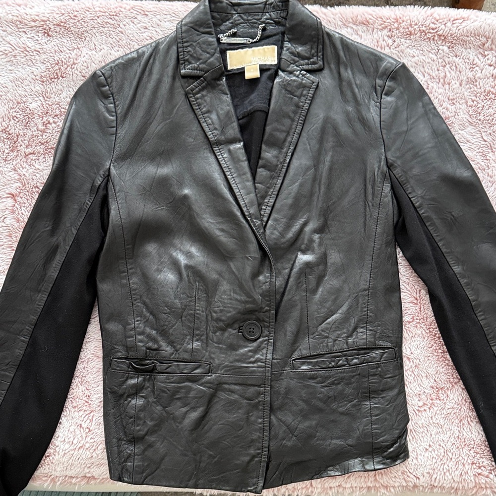 Michael Kors Black Leather Blazer